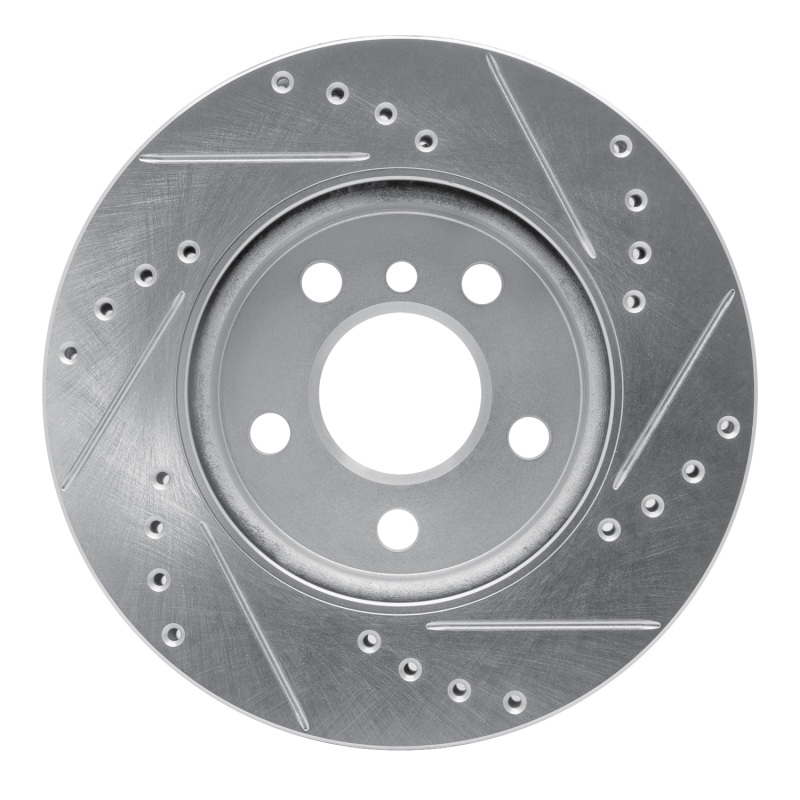 Mini Cooper Brake Rotor (1) - Front Left - R1 Concepts - Drilled & Slotted - Silver - `14-`24
